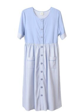 Bechamel Light Blue and White Striped Dress